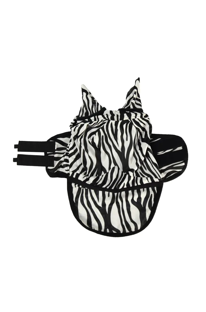 Hy Equestrian Zebra Fly Mask With Ears And Detachable Nose - Black/White-1